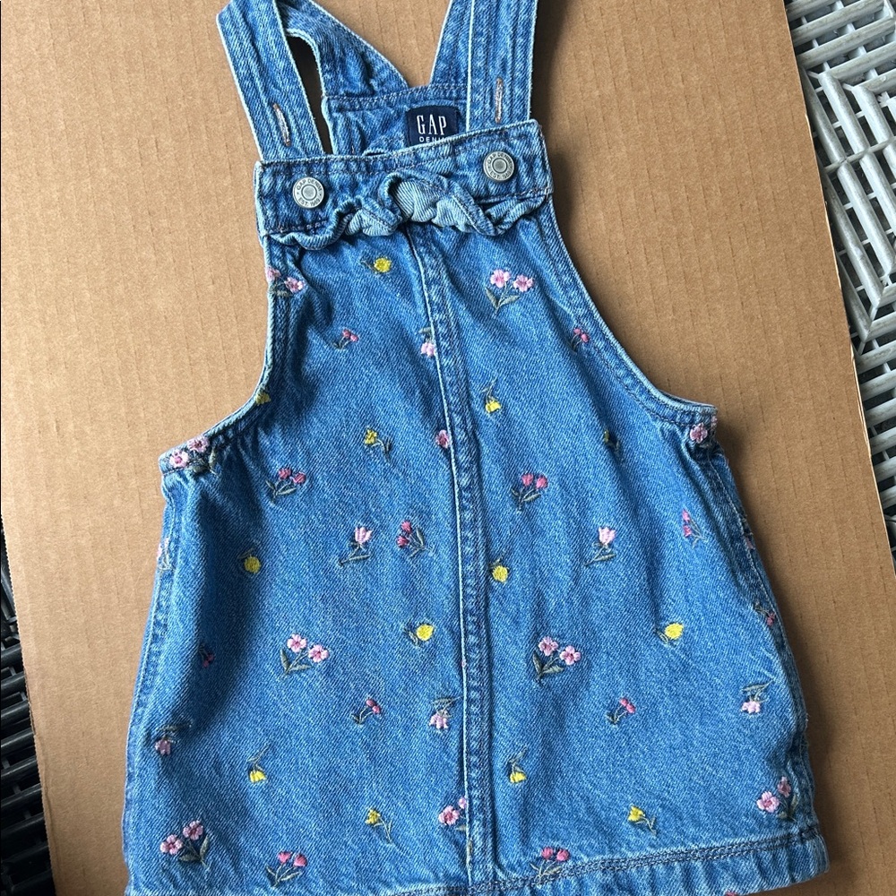 GAP Kids Denim Overalls with Floral Design